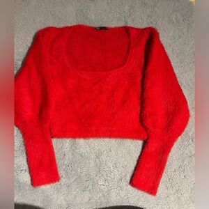 Zara Vibrant Red Fuzzy Sweater
